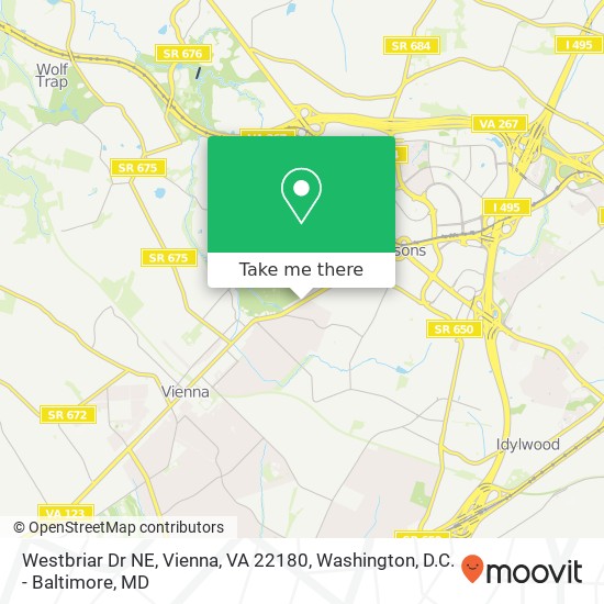 Mapa de Westbriar Dr NE, Vienna, VA 22180
