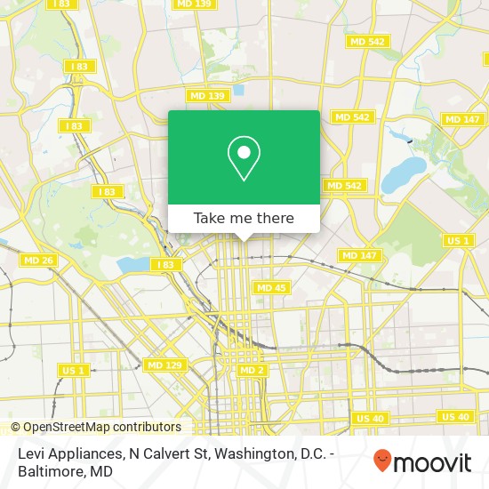 Levi Appliances, N Calvert St map