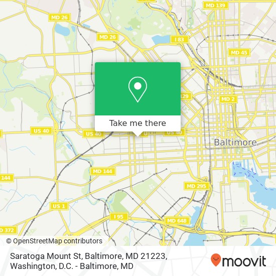 Mapa de Saratoga Mount St, Baltimore, MD 21223