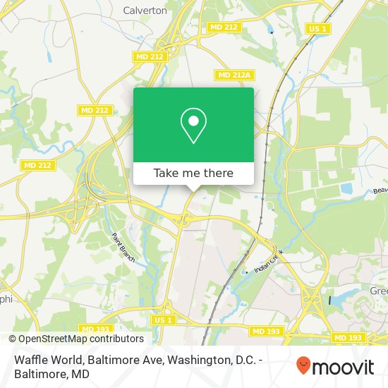 Mapa de Waffle World, Baltimore Ave