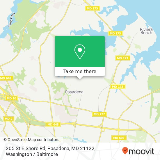 Mapa de 205 St E Shore Rd, Pasadena, MD 21122