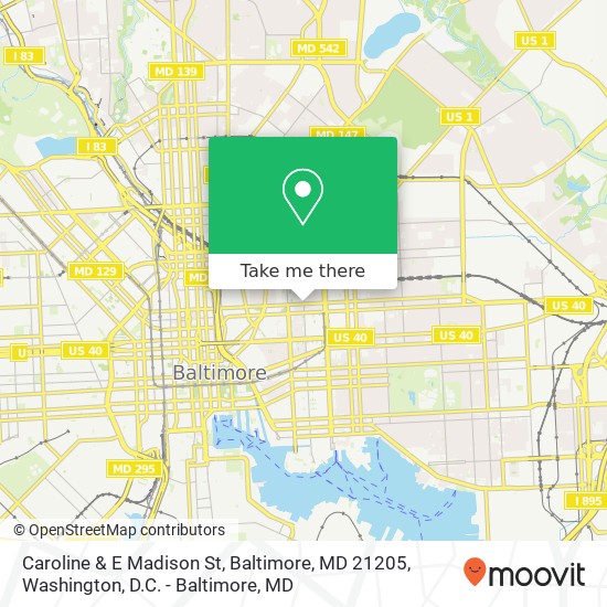 Caroline & E Madison St, Baltimore, MD 21205 map