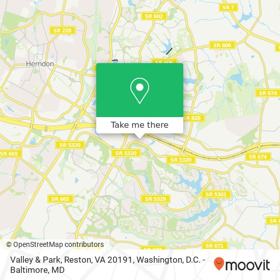 Mapa de Valley & Park, Reston, VA 20191