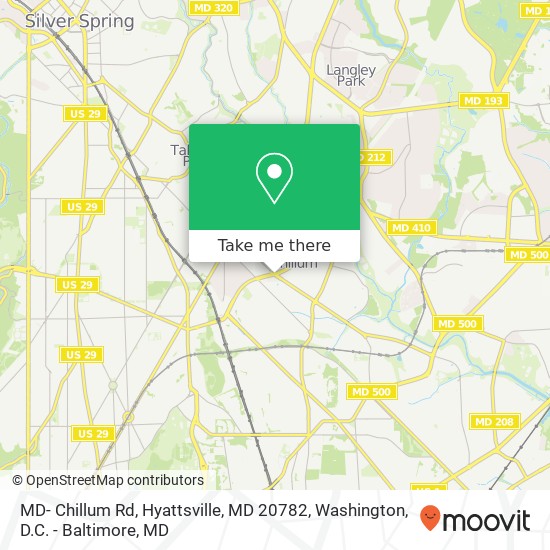 Mapa de MD- Chillum Rd, Hyattsville, MD 20782