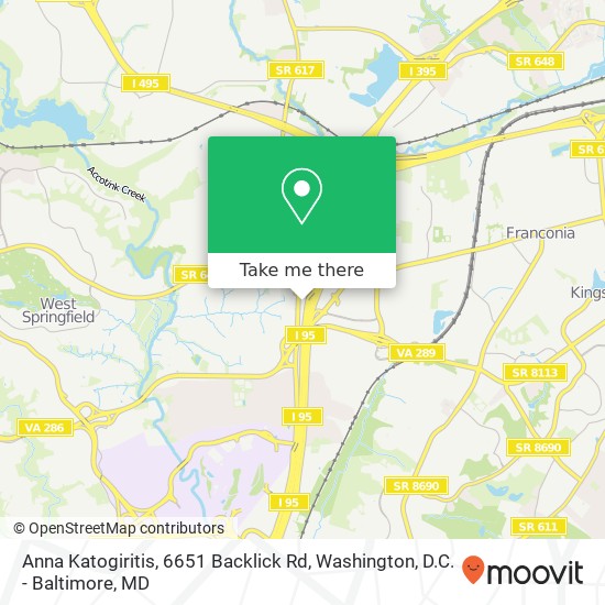 Mapa de Anna Katogiritis, 6651 Backlick Rd