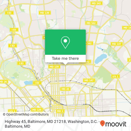 Highway 45, Baltimore, MD 21218 map