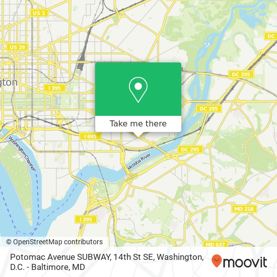 Mapa de Potomac Avenue SUBWAY, 14th St SE