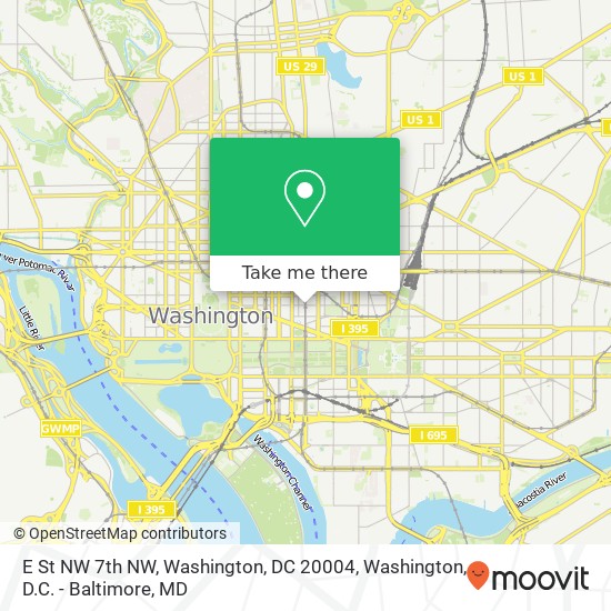 Mapa de E St NW 7th NW, Washington, DC 20004