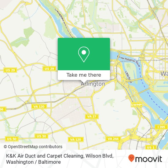 K&K Air Duct and Carpet Cleaning, Wilson Blvd map