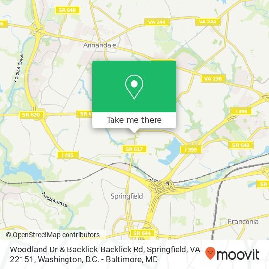 Woodland Dr & Backlick Backlick Rd, Springfield, VA 22151 map