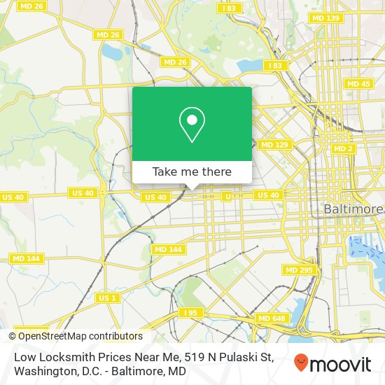 Mapa de Low Locksmith Prices Near Me, 519 N Pulaski St