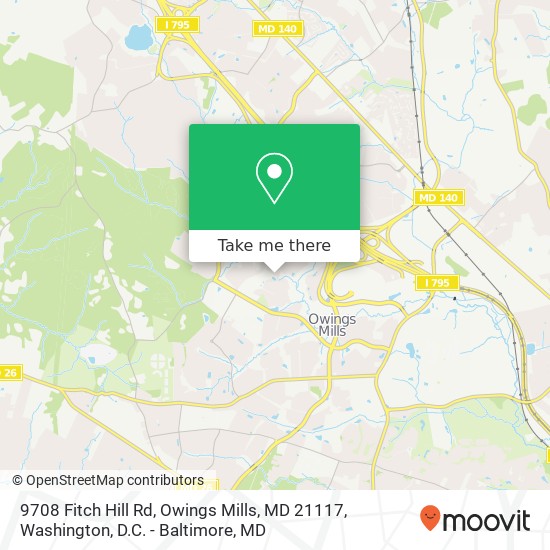 Mapa de 9708 Fitch Hill Rd, Owings Mills, MD 21117