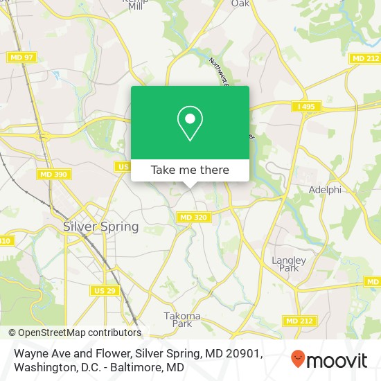 Wayne Ave and Flower, Silver Spring, MD 20901 map
