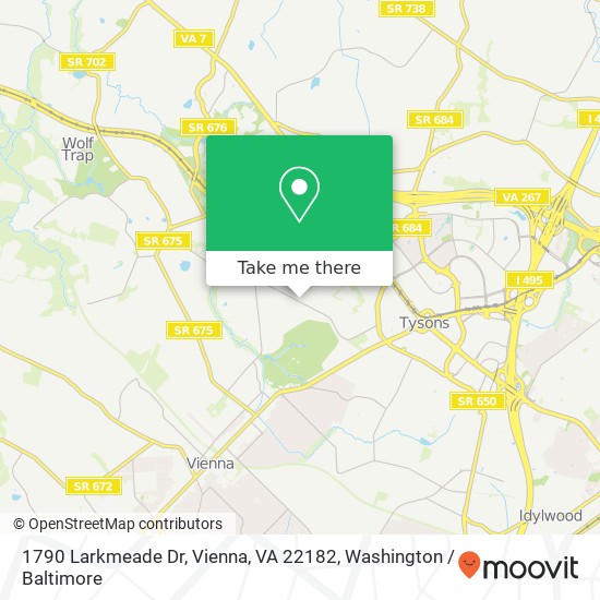 Mapa de 1790 Larkmeade Dr, Vienna, VA 22182