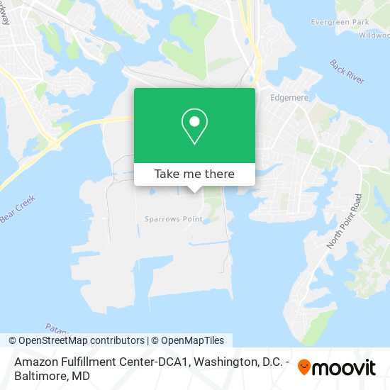 Amazon Fulfillment Center-DCA1 map