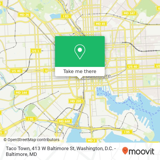 Mapa de Taco Town, 413 W Baltimore St