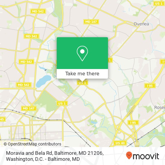 Moravia and Bela Rd, Baltimore, MD 21206 map