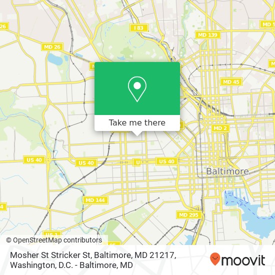 Mapa de Mosher St Stricker St, Baltimore, MD 21217