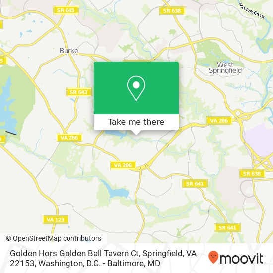 Mapa de Golden Hors Golden Ball Tavern Ct, Springfield, VA 22153