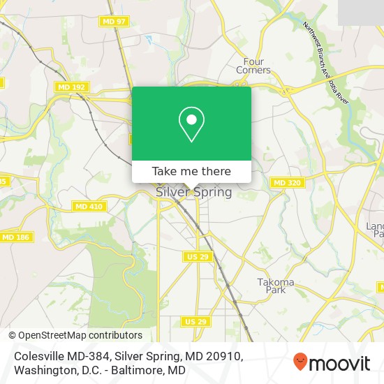 Mapa de Colesville MD-384, Silver Spring, MD 20910