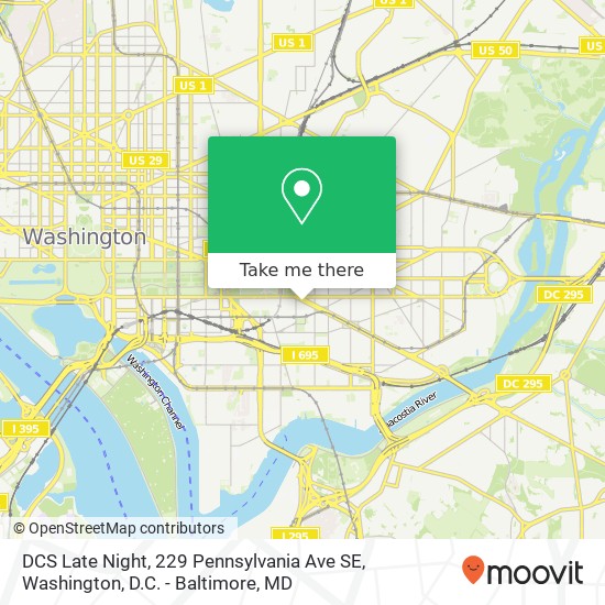 Mapa de DCS Late Night, 229 Pennsylvania Ave SE