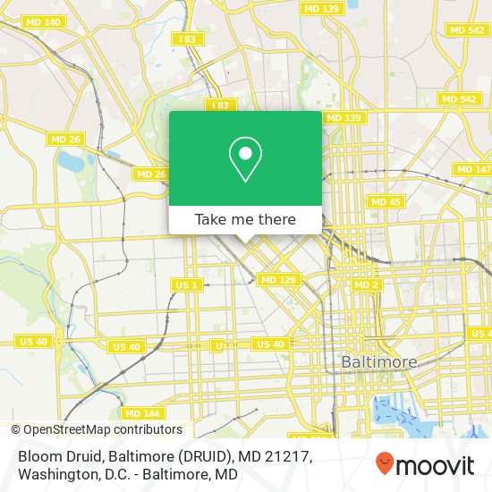 Bloom Druid, Baltimore (DRUID), MD 21217 map