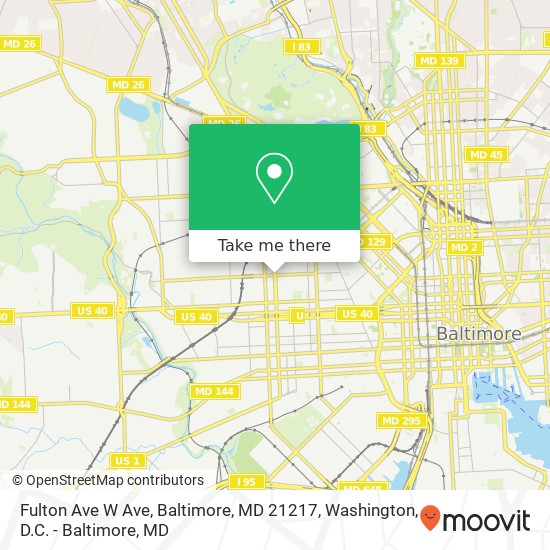 Mapa de Fulton Ave W Ave, Baltimore, MD 21217
