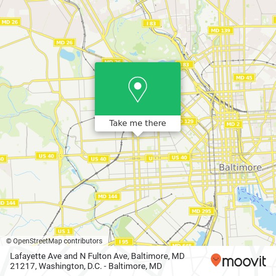 Mapa de Lafayette Ave and N Fulton Ave, Baltimore, MD 21217