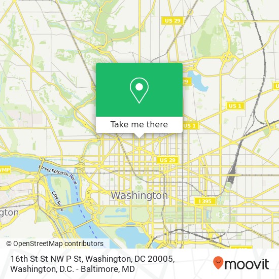 Mapa de 16th St St NW P St, Washington, DC 20005