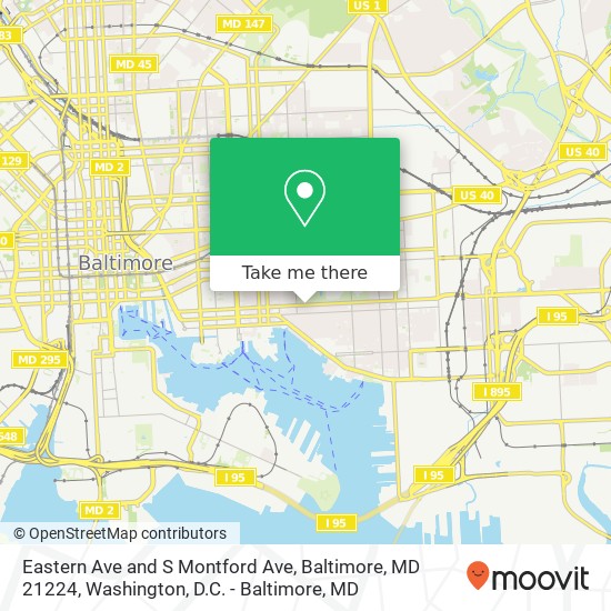 Mapa de Eastern Ave and S Montford Ave, Baltimore, MD 21224