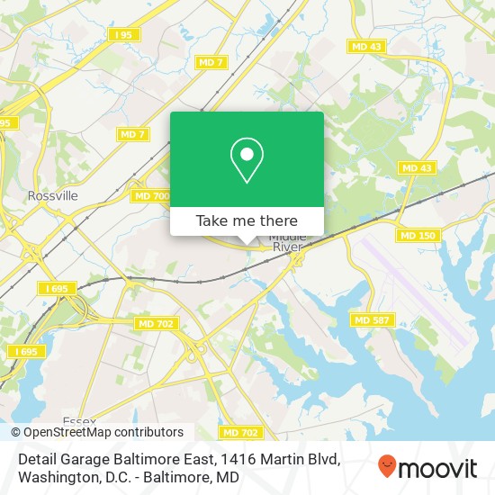 Detail Garage Baltimore East, 1416 Martin Blvd map