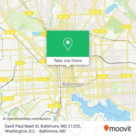 Saint Paul Read St, Baltimore, MD 21202 map