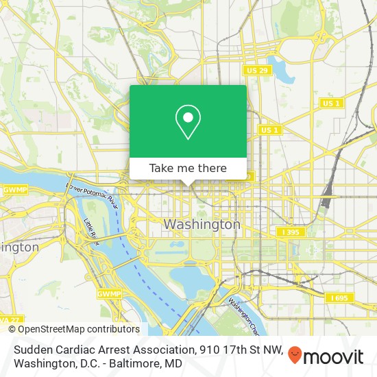 Mapa de Sudden Cardiac Arrest Association, 910 17th St NW