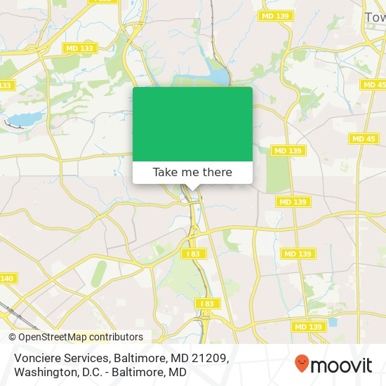 Mapa de Vonciere Services, Baltimore, MD 21209