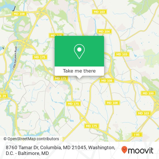 Mapa de 8760 Tamar Dr, Columbia, MD 21045