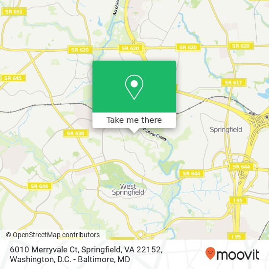 Mapa de 6010 Merryvale Ct, Springfield, VA 22152