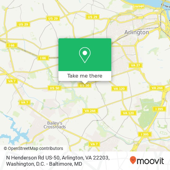 Mapa de N Henderson Rd US-50, Arlington, VA 22203