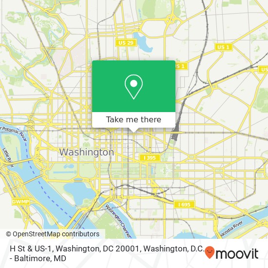 H St & US-1, Washington, DC 20001 map