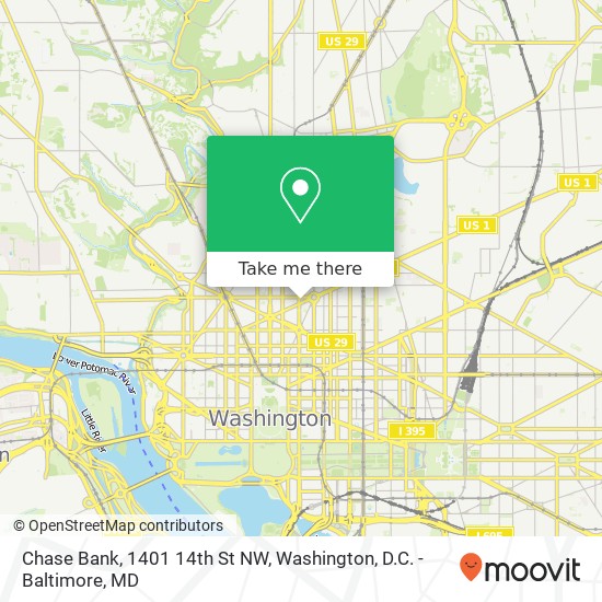 Chase Bank, 1401 14th St NW map