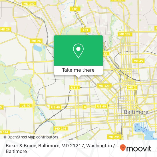 Mapa de Baker & Bruce, Baltimore, MD 21217