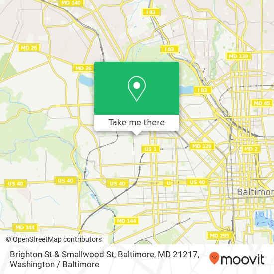 Mapa de Brighton St & Smallwood St, Baltimore, MD 21217