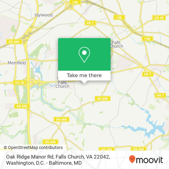 Mapa de Oak Ridge Manor Rd, Falls Church, VA 22042