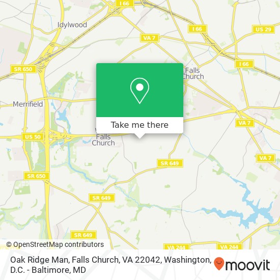 Mapa de Oak Ridge Man, Falls Church, VA 22042