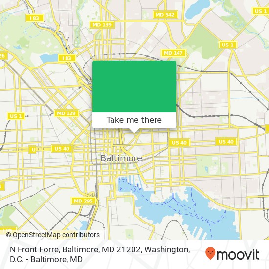 Mapa de N Front Forre, Baltimore, MD 21202