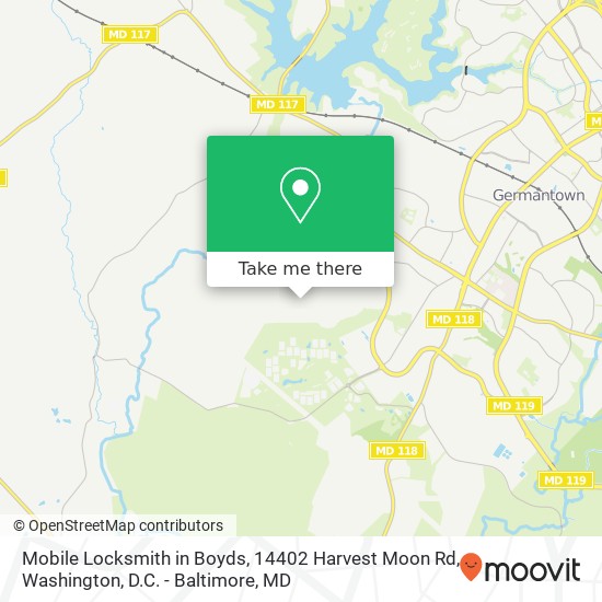 Mobile Locksmith in Boyds, 14402 Harvest Moon Rd map