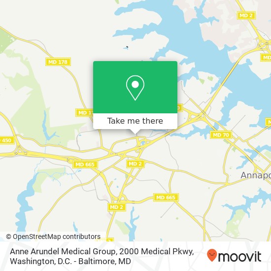 Mapa de Anne Arundel Medical Group, 2000 Medical Pkwy