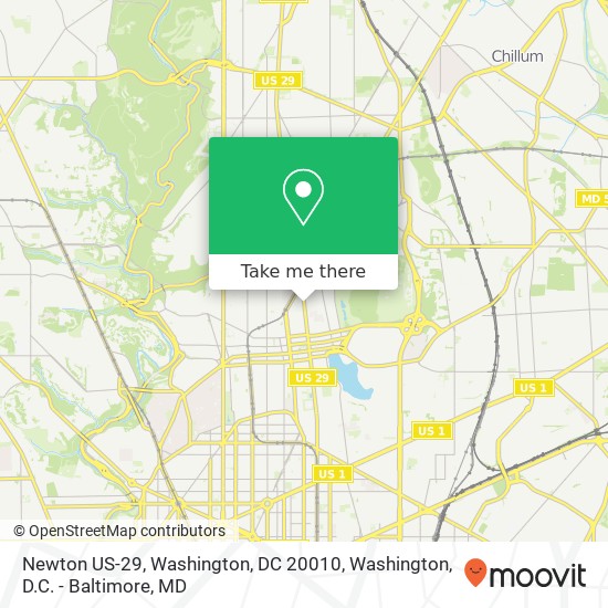 Mapa de Newton US-29, Washington, DC 20010