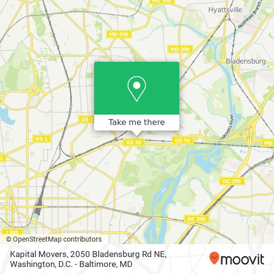 Kapital Movers, 2050 Bladensburg Rd NE map