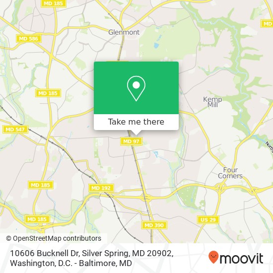 Mapa de 10606 Bucknell Dr, Silver Spring, MD 20902