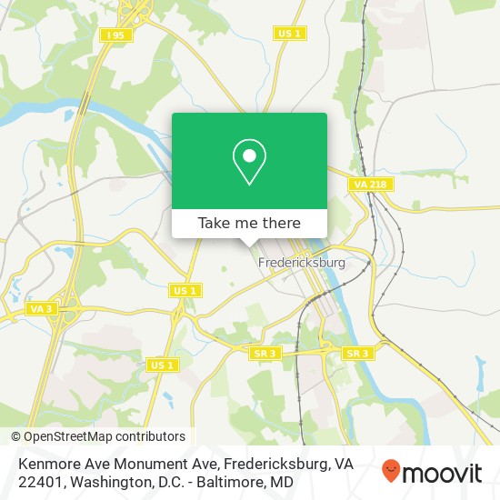 Mapa de Kenmore Ave Monument Ave, Fredericksburg, VA 22401